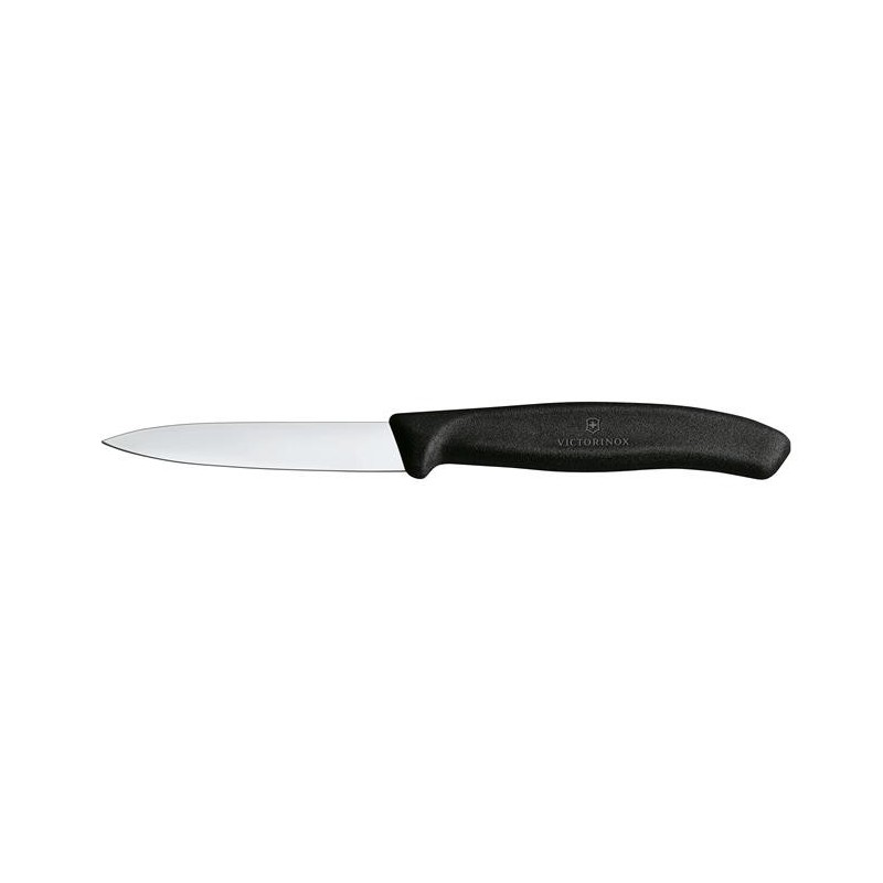 Nóż do jarzyn, gładki, 8 cm, czarny - Victorinox
